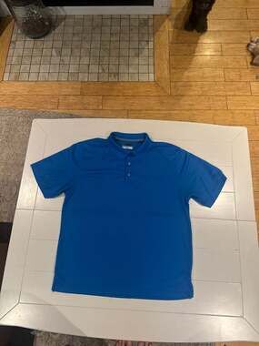 Pga Tour Men's Airflux Solid Golf Polo Shirt Stretch Active Nautical Blue L New